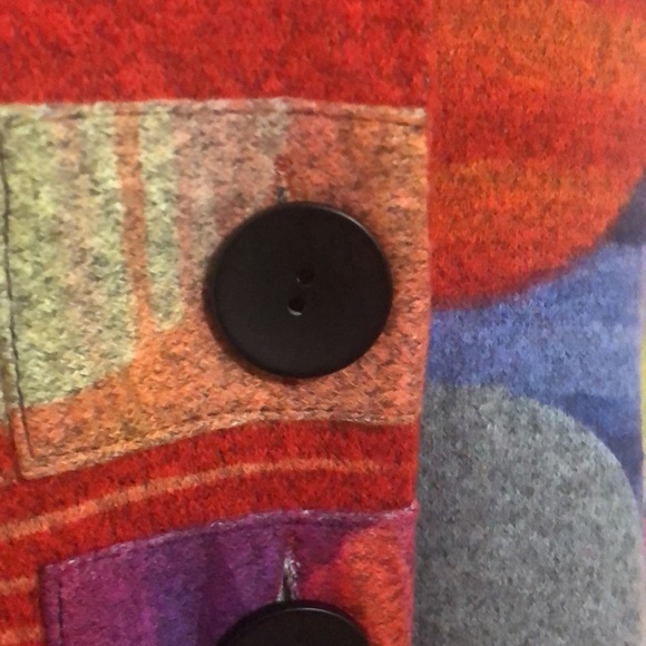 Damee colorful 3/4 length bell sleeve abstract geometric jacket, size M - Picture 5 of 11